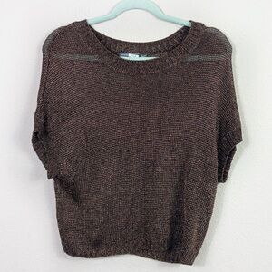 Vince Metallic Knit Top in Cooper size XS